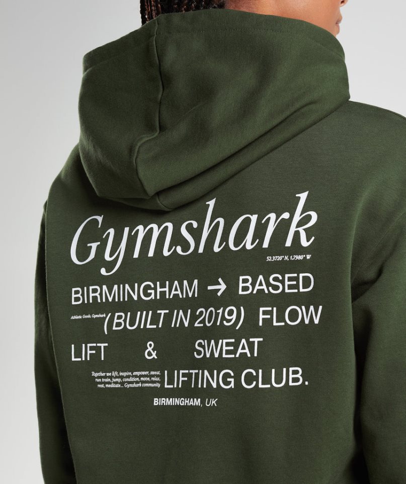 Women's Gymshark Social Club Oversized Hoodie Olive | CA D18N7A